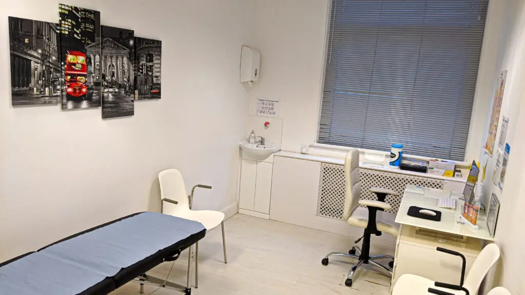 London dermatology clinic room 1